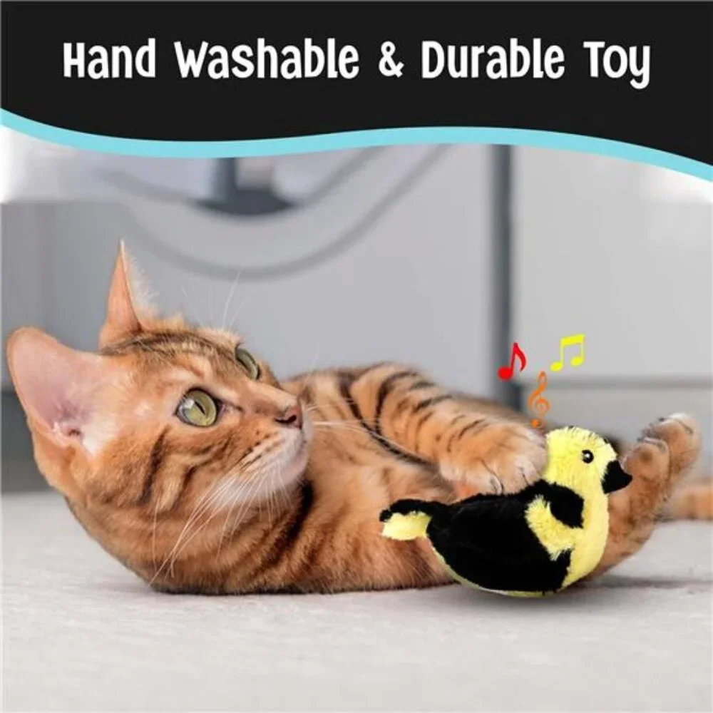 Song Birds Cat Toy Touch Activated Singing Catnip Toy Mimics Real Bird